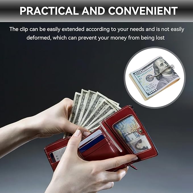 HERCHR Wallet Money Clip, 10Pcs Spring Loaded Money Clip Money Spring Clip Tool Wallet Spring Clip Insert Bar Replacement for Wallet Purse