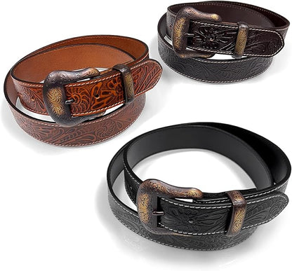 Genuine Full Grain Western Engraved Tooled Leather Strap or Belt 1-1/2" Wide