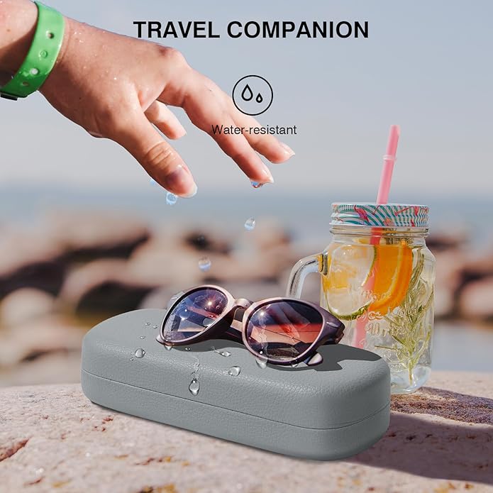Marvolia Glasses Case Large Hard Shell Eyeglasses Case PU Leather Protective Case for Sunglasses Eyeglasses
