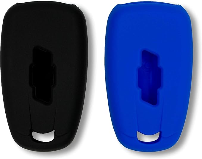 Autobase Silicone Key Fob Cover for Chevy Malibu Camaro Trax Traverse Trailblazer Sonic Cruze Blazer Volt Equinox Spark | Key Protection Case 2 Pcs (Black & Blue)