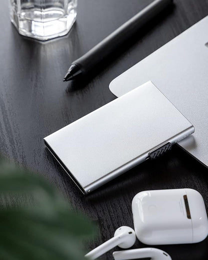 VULKIT Minimalist Credit Card Holder Pop Up Cards RFID Protection Slim Metal Wallet