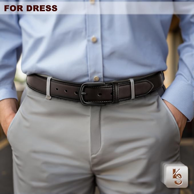 KEMISANT Men Belt-Genuine Leather Belt for Men Dress Casual Golf Jeans 1 3/8"