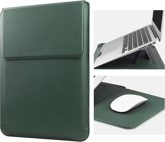 HoYiXi 15 16 Inch Laptop Sleeve Case Leather Bag for MacBook Pro 16 2021 & 2019/Huawei MateBook D15/HP 15.6" PC/MacBook Pro 15/XiaoXin Air 15.6'', Green