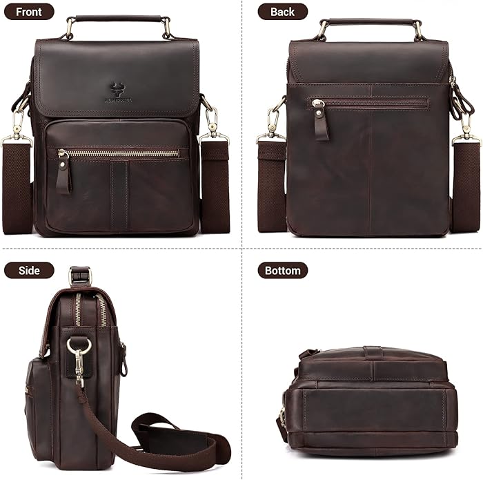 gzcz Leather Sling Shoulder Crossbody Bag Man Purse Messenger Bags for Men Women Outdoor Travel Business | Man, Purse, Outdoor, Travel, Business
