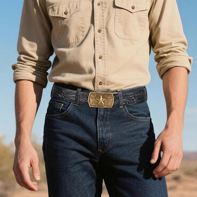 Dubulle Men's Ratchet Belt Gold/Black/Red/Green/Blue/White Automatic Buckle Business Casual Belt Gift - Adjustable Fit