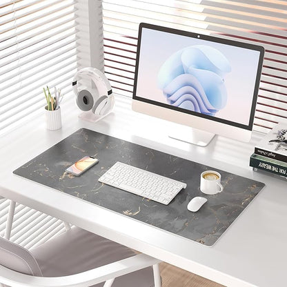Colorful Star Black Marble Large Mouse Pad, Waterproof Office Desk Mat, Non-Slip Computer Gaming Mouse Pad, XXL PC Laptop Protector Pads, PU Leather Desk Writing Pads for Office Home, 31.5" x 15.7"