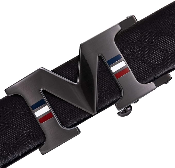 Dubulle Designer Mens Belts, Sliding Automatic Buckle Ratchet Dress Belt TOP Genuine Leather Strap Gifts