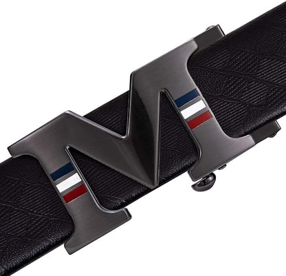Dubulle Designer Mens Belts, Sliding Automatic Buckle Ratchet Dress Belt TOP Genuine Leather Strap Gifts