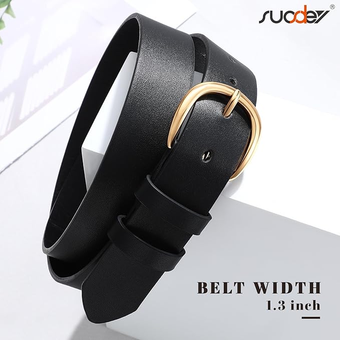 SUOSDEY Womens Casual Leather Belt for Jeans Dress Pants,Fashion Ladies Waist Belt