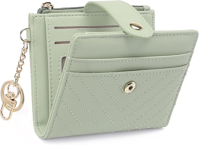 GAEKEAO Slim Wallet for Women, RFID Blocking Credit Card Holder Bifold Wallet with Zipper Coin Pocket, ID Window