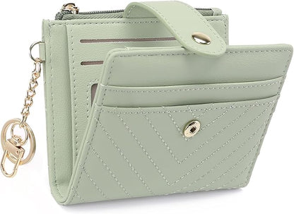 GAEKEAO Slim Wallet for Women, RFID Blocking Credit Card Holder Bifold Wallet with Zipper Coin Pocket, ID Window