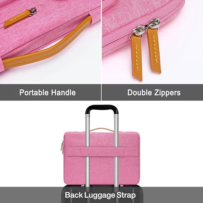 MOSISO 360 Protective Laptop Case 16 inch, 15-15.6 inch Laptop Sleeve Compatible with MacBook Pro 16, HP Acer Dell Lenovo ASUS, Side Open Carrying Case with 4 Zipper Pockets&Handle, Rose Red