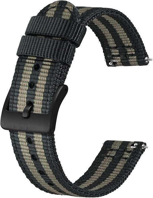 BISONSTRAP Men’s Nylon Watch Bands, Two-Piece Military Watch Straps, Quick Release, Brushed Buckle, Band Width 18mm 19mm 20mm 22mm