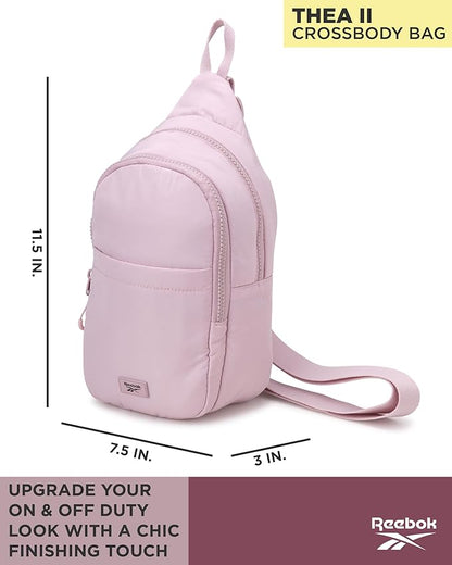 Reebok Unisex Crossbody Sling Bags – Compact Convertible Strap Cross Body Bag Travel Sling Bag - Gym & Travel Essential, Thea II Ashen Lilac