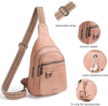 Leresas 7L Sling Bag for Women Men Vegan Leather Crossbody Bags Fanny Pack Purse Backpack Over Shoulder Bag Travel Anti Theft