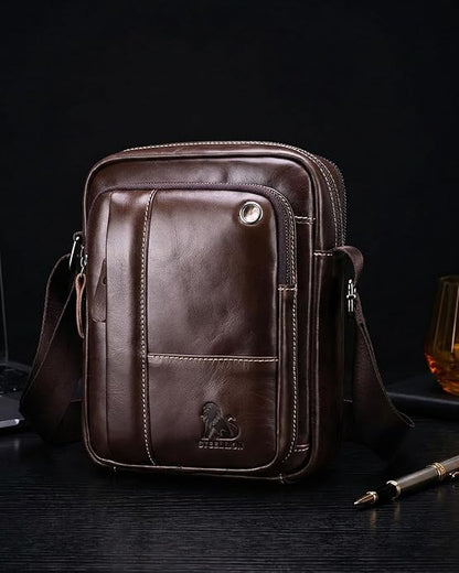 Premium Leather Men's Crossbody -Organized Storage & Durable,Stylish for Daily Carry