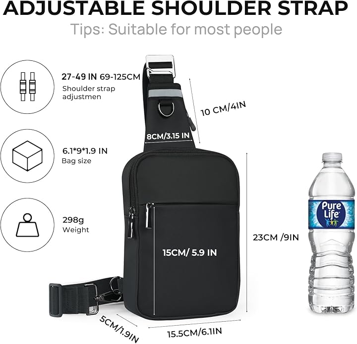 BROADREAM Mini Sling Bag for Men Women Small Crossbody Backpack Shoulder Bags with RFID & Waterproof for Hiking Trave Running