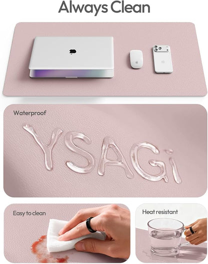 YSAGi Leather Desk Pad Protector, Office Desk Mat, Large Mouse Pad, Non-Slip PU Leather Desk Blotter, Laptop Desk Pad, Waterproof Desk Writing Pad for Office and Home(Grayish Lavender, 47.2" x 23.6")