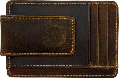 Money Clip RFID Front Pocket Wallet Men Leather Slim Minimalist Wallet