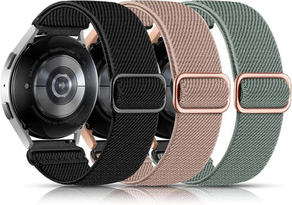 Lerobo Elastic Bands Compatible with Samsung Galaxy Watch 8 7 6 5 4 40mm 44mm/Galaxy Watch 8 Classic 6 4 Classic 43mm 47mm 42mm 46mm/5 Pro Band 45mm/Active 2,3 Pack 20mm Adjustable Nylon Sport Band
