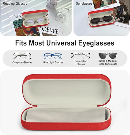 RayLove Glasses Case Hard Shell Eyeglass Case with Cleaning Cloth, PU Leather Protective Eye Glass Cases Fits Most Sunglasses