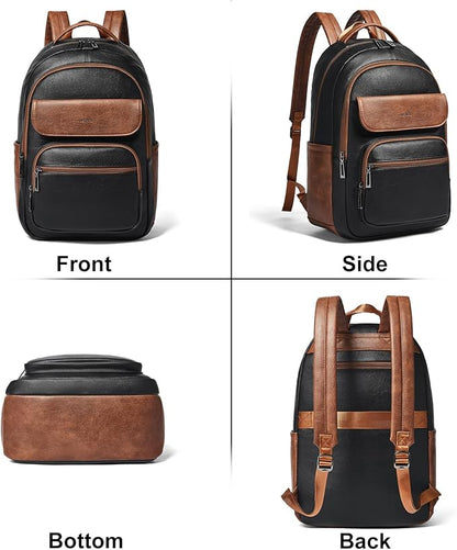 Leresas 37L Backpack Purse for Women Mens for Work Travel Back Pack Vegan Leather Business Teacher Book Bag Fashion Computer Daypack Back Pack Brown Black
