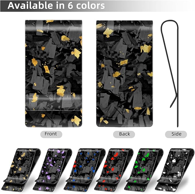 MONOCARBON Carbon-Fiber-Money-Clip-for-Men, Minimalist-Money-Holder for Cash, High Elastic Carbon-Fiber-Wallet, Slim and Durable