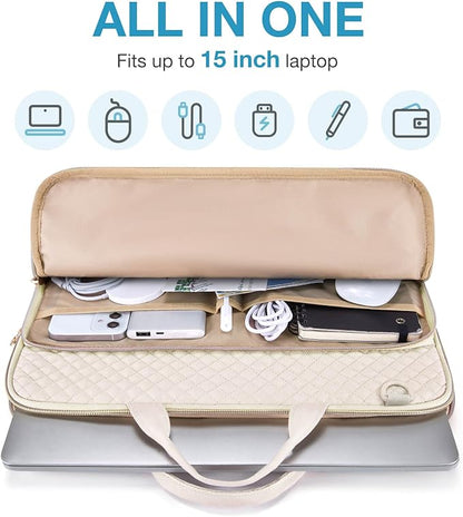 BAGSMART 15.6 Inch Laptop Shoulder Bag, Laptop Sleeve Compatible with MacBook Pro 16 Inch,15.6 Inch HP,Dell,Acer Aspire,Asus Notebook, Protective Case with Shoulder Strap,Pocket,Handle, Beige