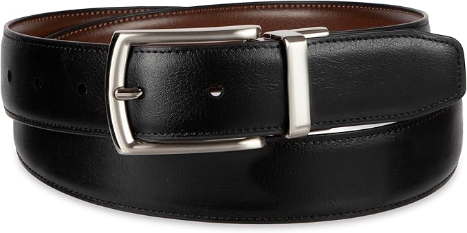Haggar Men's 2-in-1 Reversible Leather Belt for Dress Pants, Suits, Khakis - Classic, Business Casual, Formal, Work