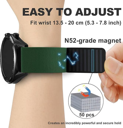 WOCCI Magnetic Watch Bands, Wood Grain Silicone, Quick Release, Compatible Watch Lug 20mm 22mm