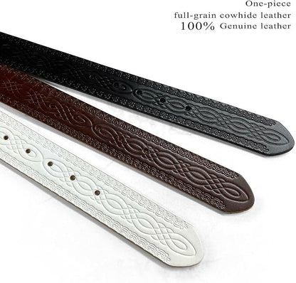 Genuine Full Grain Western Engraved Tooled Leather Strap or Belt 1-1/2" Wide