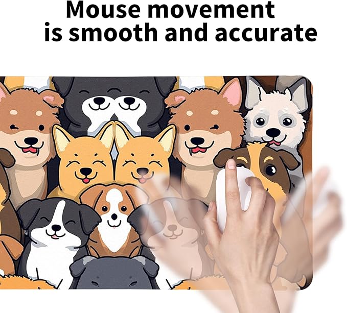 Positively Adorable Dog Desk Mat - 23.62 * 11.81in Desk Pad, Large Non-Slip PU Leather Pad for Aesthetic Home Office & Gaming,A Gift for Dog Lovers