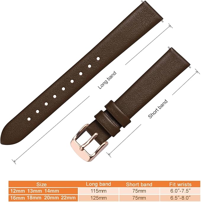 ANNEFIT Watch Bands for Men Women, Top Grain Leather Watch Strap with Quick Release, Band Width 12mm 13mm 14mm 16mm 18mm 20mm 22mm