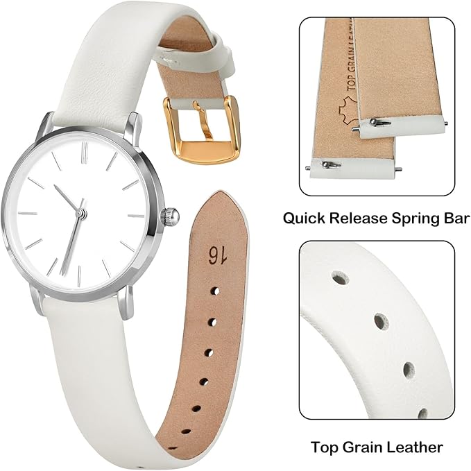 ANNEFIT Watch Bands for Men Women, Top Grain Leather Watch Strap with Quick Release, Band Width 12mm 13mm 14mm 16mm 18mm 20mm 22mm