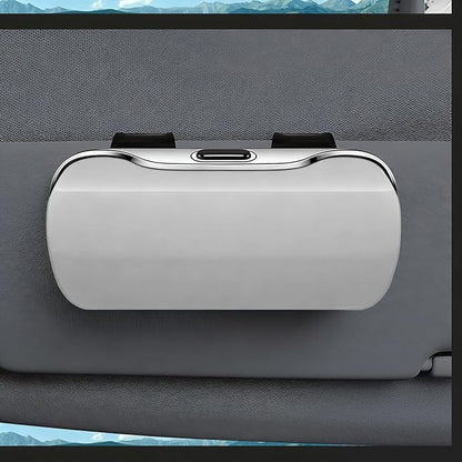 zipelo Sunglasses Holder for Car Sun Visor, Protective Automotive Eyeglasses Storage Case Hanger, Soft Vehicle Interior Glasses Organizer Box Accessories, Universal Fit (White)