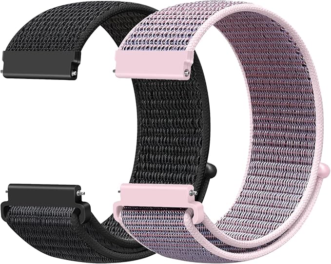 22mm Nylon Quick Release Watch Band Compatible with Samsung Galaxy Watch 3 45mm/Gear S3 Frontier/Garmin Venu 4 45mm/3 45mm/2/Vivoactive 4/Forerunner 570(47mm)/255/265/Amazfit Helio/Bip 6/5/Balance 2