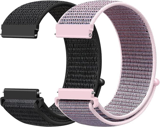 22mm Nylon Quick Release Watch Band Compatible with Samsung Galaxy Watch 3 45mm/Gear S3 Frontier/Garmin Venu 4 45mm/3 45mm/2/Vivoactive 4/Forerunner 570(47mm)/255/265/Amazfit Helio/Bip 6/5/Balance 2