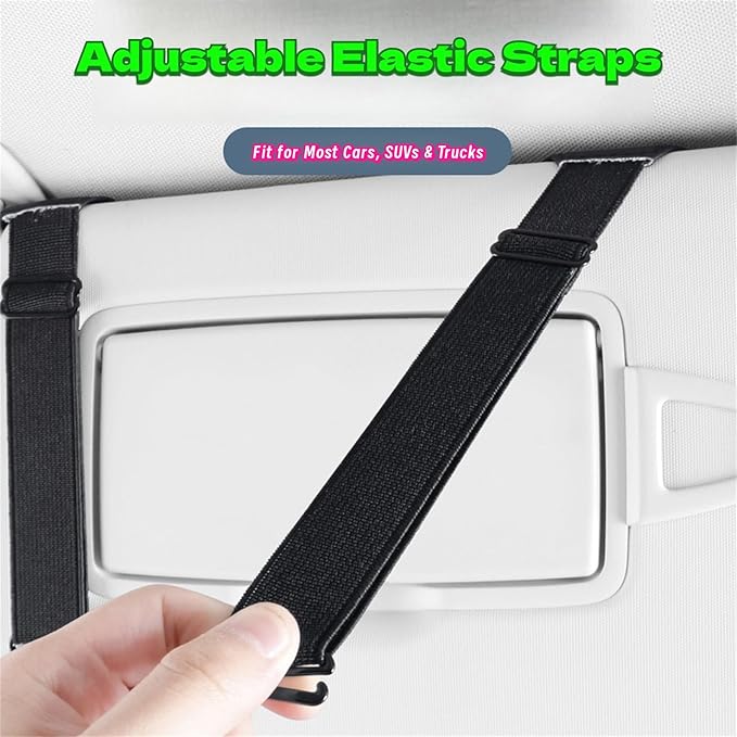 Car Visor Organizer, Multi-Pocket Sunvisor Storage with Sunglass Holder, Document Holder and Visor Card Clip, Fit for AUTO SUV & Truck, Leather Car Accessories Interior (Pink)