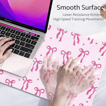 Mouse Pad Leather Desk Mat Large Keyboard Cute Office Desktop Computer Laptop XXL Long Big Aesthetic Modern Design Women Girls Gaming Gamer Oversized Wide Mousepad 31.5"x15.7", Bowtie