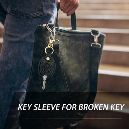 Leather Key Sleeve for Broken Key, Car Key Cover, Key Loop Replacment, Key Fod Protector Keychain for Women/Men