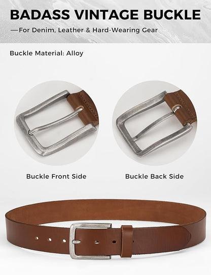 Thicken Full Grain Leather Mens Belt Heavy Duty Mens Work Belt Mens Belt High Hardness Buckle Packed In Gift Box