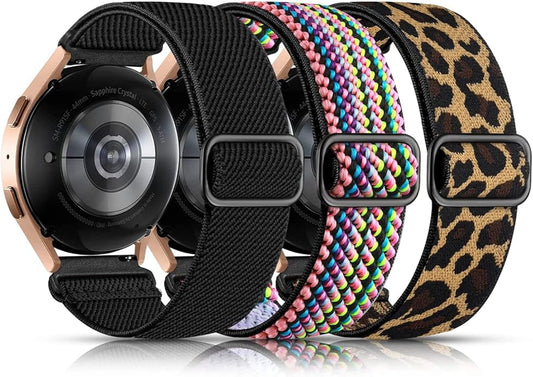 Lerobo Elastic Bands Compatible with Samsung Galaxy Watch 8 7 6 5 4 40mm 44mm/Galaxy Watch 8 Classic 6 4 Classic 43mm 47mm 42mm 46mm/5 Pro Band 45mm/Active 2,3 Pack 20mm Adjustable Nylon Sport Band