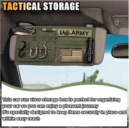 Molle Visor Panel Organizer, Sun Visor Tactical Storage Holder Pouch for Car SUV Truck, Nylon Sunshade Pocket With Velcro Strap for Pen Card Sunglass, Visor Accessories