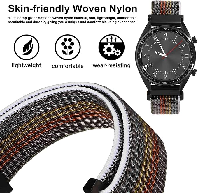 WOCCI 20mm Adjustable Nylon Watch Band, Quick Release Sport Loop Strap (Midnight)
