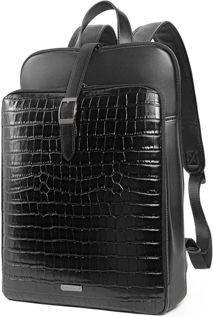 CLUCI Leather Backpack for Women, 15.6 inch Laptop Bag, Large Genuine Work Backpack Travel Back