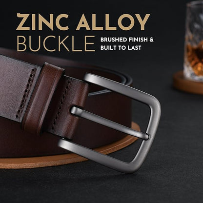 Buffway Men's Leather Belt,1.5" Handmade Top-Grain Leather–Durable,Comfortable,Suitable for Everyday Formal & Casual Wear