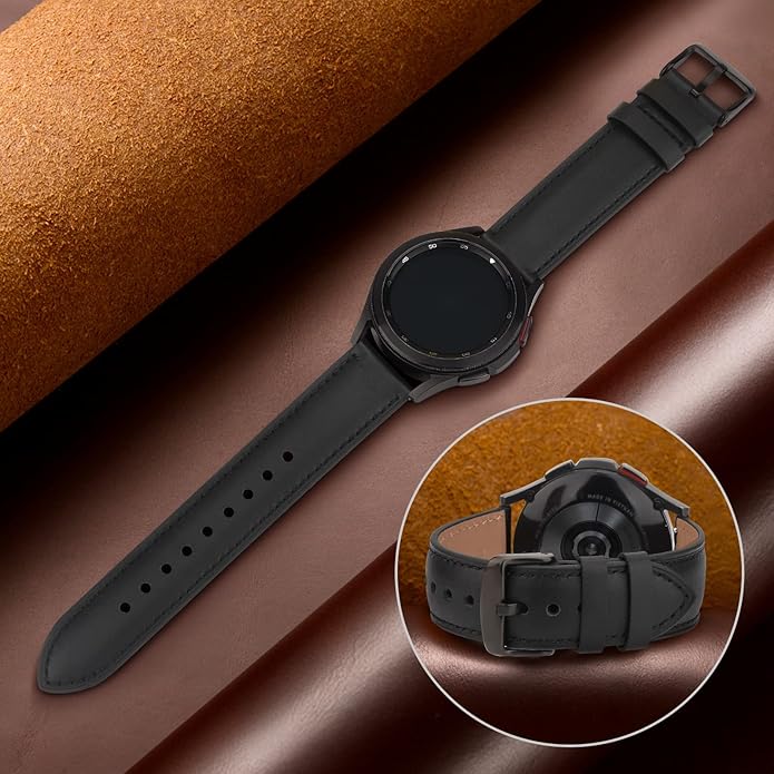 Vancle Quick Release Genuine Leather Watch Band 20mm 22mm Watch Strap, Top Grain Leather Watch bands for Men Women