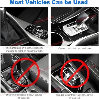 5 in 1 Car Seat Gap Filler Organizer with Wireless Charger and Cigarette Lighter, 2 Charging Cables, Retractable Charging Cords iOS Type-C USB Port Fast Charge Storage Box Cup Holder
