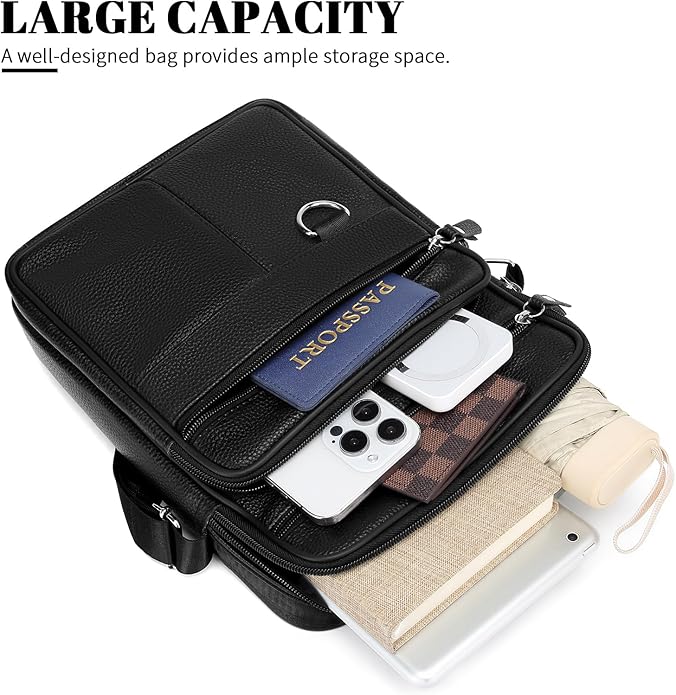 Leather Messenger Bag for Men Large Business Travel Briefcase Crossbody Handbag Man Purse Sling Shoulder Bag