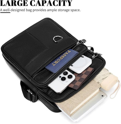 Leather Messenger Bag for Men Large Business Travel Briefcase Crossbody Handbag Man Purse Sling Shoulder Bag
